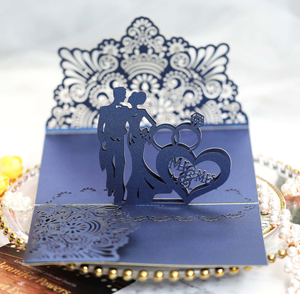 Tarjeta de felicitación láser 3D para matrimonio con sobre, tarjeta de invitación dorada hueca para boda, hermosa tarjeta de invitación - Product Image 3