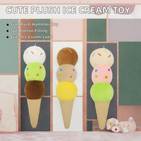 Tsubomi Marteau de massage en peluche en tissu polyester et coton PP, motif crème glacée de dessin animé, innovant, amusant et mignon, jouet animal