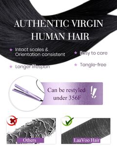 Extensions de cheveux humains Remy teints doublement étirés LaaVoo K Tip & U Tip, trame simple, noir permanent, raides crépus, 12-28 pouces, 50g - Product Image 4