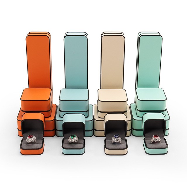 High Quality Pu Leather Inside Velvet Material Jewelry Box Ring Earring Double Ring Good Price Choice for Your Jewelry