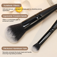 Pinceau de maquillage professionnel de luxe 2-en-1 à double embout, personnalisé pour poudre, sculpting et anticernes