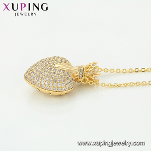 Bijoux xup en or 14K, en forme de cœur, couronne élégante, collier de mariée, plaqué or, pour la saint-valentin, 44253 - Product Image 3