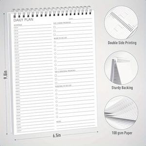 Bloc-notes double face 6.5 "x 9.8" non daté pour planificateur <span class=keywords><strong>horaire</strong></span> de 52 semaines, papier épais de 100 g/m² avec objectifs quotidiens - Product Image 2
