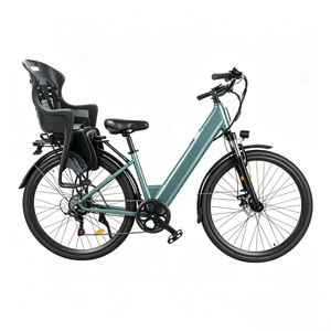 Vélo électrique urbain 28 pouces pour la ville, vélo électrique familial pour la conduite en ville, vélo électrique hybride avec porte-bagages arrière compatible avec siège enfant - Product Image 1