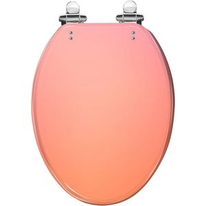 Juego de asiento de inodoro de resina alargada roja de estilo japonés elegante, bisagras de liberación rápida de cierre lento, Urea para una fácil actualización del hogar - Product Image 2