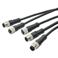 Cable M12 macho a hembra con código A, B, D, montado, impermeable, 3, 5, 12, 17 pines, conector M8 M12, cable M12 para sensor de 4 y 8 pines