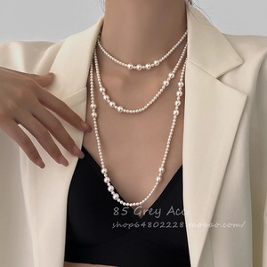 Pearl Layered <b>Necklace</b> Women Multi Layer Clavicle Chain Jewelry Accessory Everyday Wear Bubble Circle Chain Yiwu Origin - Product Image 1