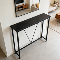 Table de console pour canapé, table étroite pour entrée, pour salon, chambre à coucher, montage facile, gris anthracite et noir encre
