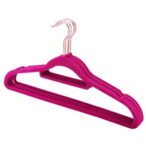 Nessuno Sbiadisc Nessun Spargimento Rosa Cravatta Sciarpa Bar Hanger Antiscivolo Vestiti del Vestito di Velluto Floccato Grucce