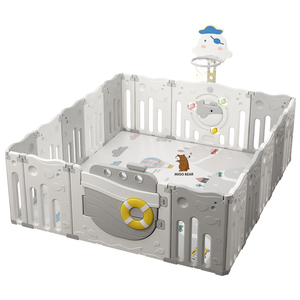 Corralito de plástico para exteriores MIGO Bear Babys, patio de juegos Tobogán, puerta de seguridad grande, <span class=keywords><strong>columpio</strong></span> para niños, valla plegable, <span class=keywords><strong>Parque</strong></span> interior para bebés - Product Image 1