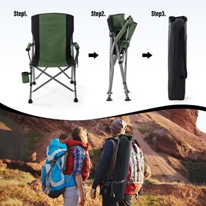 Heavy Duty 400LBS Outdoor Portable Folding Camping <b>Chair</b> Ultralight With <b>Padded</b> Hard Armrest Oxford Fabric For Gym Use - Product Image 6
