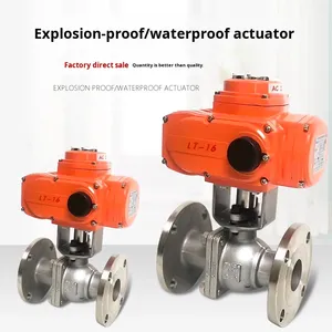 Válvula de bola flotante con brida 304 DN25-DN80 a prueba de explosiones e impermeable de acero fundido Q941F-16 AC220V/AC380V para control de gas y petróleo Q941F-16 Elect - Product Image 5