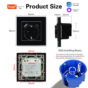 Cross Border 86 Loại Tiêu Chuẩn Châu Âu Graffiti Wifi Ổ Cắm Thông Minh Tempered Glass Bảng Điều Chỉnh A + C Sạc Ali Ce Bằng Giọng Nói Tường Cắm - Product Image 2