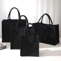 Sac en toile laminé beige noir personnalisé Logo imprimé personnalisé Sac en toile de shopping en coton épaissi