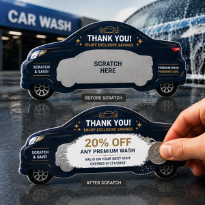 Tarjetas de premios rasca y gana de alta calidad con temática de lavado de autos, boletos promocionales de servicio automotriz personalizados con logo - Product Image 1