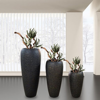Pots à fleurs modernes en fibre d'argile, pot de jardinage en ciment pour centre commercial, grand pot à plantes en fibre de verre pour hôtel, pot à plantes haut et large pour jardin