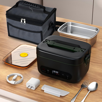 Lonchera Eléctrica Portátil Inalámbrica con Batería Integrada de 12000 mAh, Bento de 5 Compartimentos, Potencia de 80 W, Calentamiento sin Agua para Viajes y Hogar