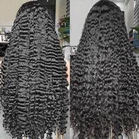 Vendeur en gros de perruques de cheveux bouclés bruts birmans, perruques de cheveux humains bouclés profonds avec fermeture en dentelle transparente, densité 180% 200% 250%