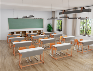 Vente directe d'usine, nouveau design, mobilier scolaire de haute qualité multicolore avec cloison, bureau scolaire double en MDF + acier - Product Image 6