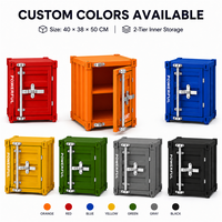 Armoire de rangement moderne en fer de style conteneur avec étagères et porte, organisateur compact polyvalent pour la maison, le bureau et les espaces commerciaux