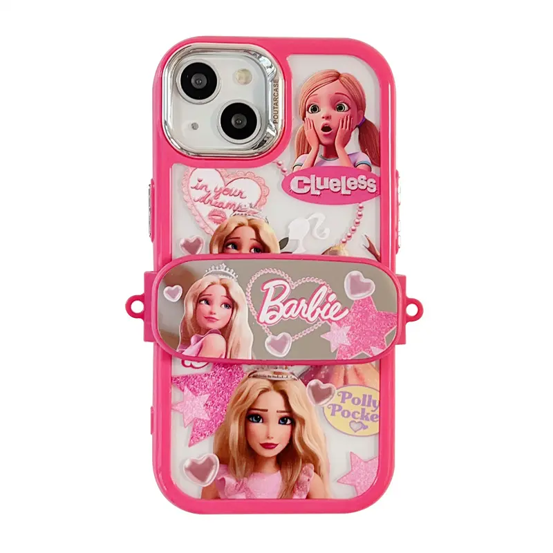 Dibujos animados Bar BIE Beach Princess Pink Girl Crown Lanyard funda protectora para teléfono móvil para iPhone 11 12 13 14 Pro Max Case
