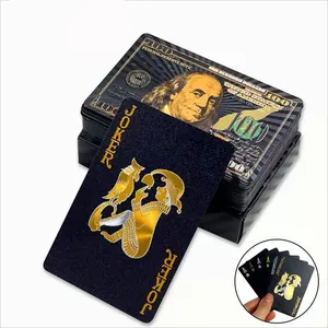 AI-MICH Dark Pattern Rose Bronzing Poker Playing Cards Luxury PVC Waterproof 24K Golden Playing Cards Deck 54Pcs Poker Game Card