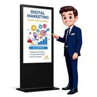Tótem Digital de Pie para Publicidad, Reproductor de Video, Señalización Digital, Pantalla LCD con Animación, Clasificación IP54, Revestimiento Antideslumbrante