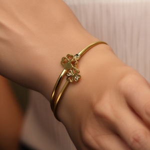 กำไลข้อมือคริสตัล ชุบทอง PVD สแตนเลสสตีล 316L ดีไซน์ใบโคลเวอร์สี่แฉก สำหรับผู้หญิง ของขวัญเครื่องประดับ - Product Image 3