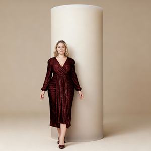 Abaya élégante en polyester brodée de paillettes pour femmes musulmanes, robe de soirée, vente en gros, sur mesure - Product Image 2