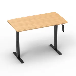 2M2B fixe noir manivelle Table ergonomique réglable en hauteur Bureau manuel assis debout Bureau d'ordinateur debout à la maison