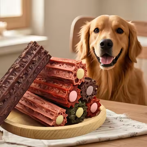 Vente en gros de nourriture pour chiens Soins dentaires Os de chien avec remplissage de fromage à pâte molle Poulet sain Friandise pour chien Nettoyage des dents Aliments secs pour animaux domestiques - Product Image 6
