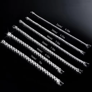 Gioielli alla Moda, Bracciali Geometrici Trendy in Ottone Placcato Platino con Zirconi Lucidi, Stile Hip Hop, 2mm-6mm, per Donne e Uomini - Product Image 1