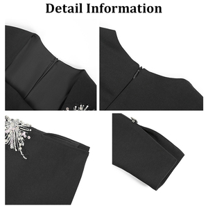 Abito Casual primavera primavera e autunno stile <span class=keywords><strong>nero</strong></span> motivo floreale <span class=keywords><strong>con</strong></span> <span class=keywords><strong>spacco</strong></span> <span class=keywords><strong>con</strong></span> paillettes di perle stile 50705 - Product Image 4