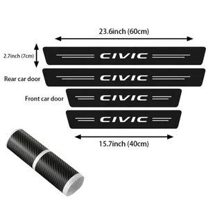 Protection de seuil de <span class=keywords><strong>porte</strong></span> de voiture, autocollants anti-rayures pour pare-chocs de coffre, pour Civic Logo 2023, bandes de seuil de pédale en fibre de carbone, marque DM - Product Image 1