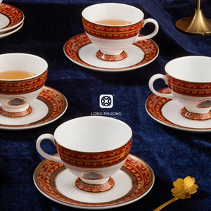 Kim Lai 500ml Juego de té de cerámica de lujo-Tetera y tazas de porcelana chapada en oro, juego de regalo minimalista moderno (venta al por mayor y personalizado) - Product Image 6