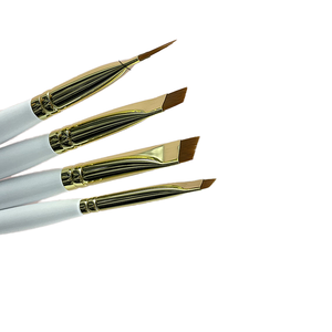 Flat Eyebrow Eyelash Brush Nylon Bristles White Brow Pencil Brush with OPP <b>Bag</b> - Product Image 1
