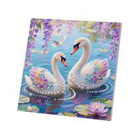 Kit de Peinture Diamant 5D Cygne avec Cadre, Ensemble Artisanat DIY, Jouet Éducatif Artistique pour Enfants, Décoration Murale pour la Maison