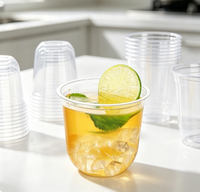 Gobelets en plastique PET transparents personnalisés avec logo, à fond rond, jetables, pour boissons froides, thé aux perles, café glacé, jus, fêtes