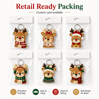Porte-clés personnalisé renne de Noël avec design gratuit, breloques de sac brodées personnalisées, OEM ODM en gros