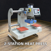 Nouvelle presse à chaud pneumatique semi-automatique à 2 stations pour étiquettes et logos de T-shirts