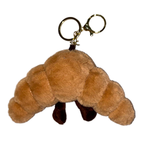 Croissant en peluche porte-clés mignon dessin animé nourriture doux en peluche poupée pendentif voiture porte-clés sac à dos sac décor accessoire cadeau