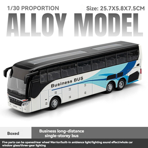 Autobús de Metal Fundido a Presión 1:32 CZ, Coche de Juguete de Aleación con Ruedas Móviles, Sonido y Luz, Puertas Abatibles, Modelo de Autobús de Juguete - Product Image 5