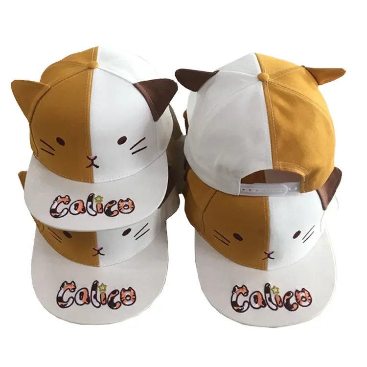 Topi bisbol dua warna desain spesial kustom topi telinga kucing anak-anak potongan grosir topi bisbol dilengkapi toko untuk dijual