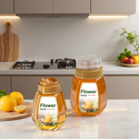 Botella de Plástico para Miel sin BPA con Tapas, Tarro de Miel Transparente para Alimentos, 300g 500g 1000g, Botellas Cilíndricas de Plástico para Alimentos