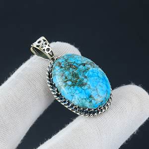 Colgante de Plata de Ley 925 con diseño vintage hecho a mano con piedras preciosas de turquesa, novedad, precio al por mayor para mujer - Product Image 1