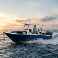 Nouveau Bateau de Pêche Robuste de 28 pieds avec Console Centrale, en Aluminium 5083, Moteur Double 200 CV, Bac à Vivre, Porte-Cannes, pour Pêche Sportive en Haute Mer
