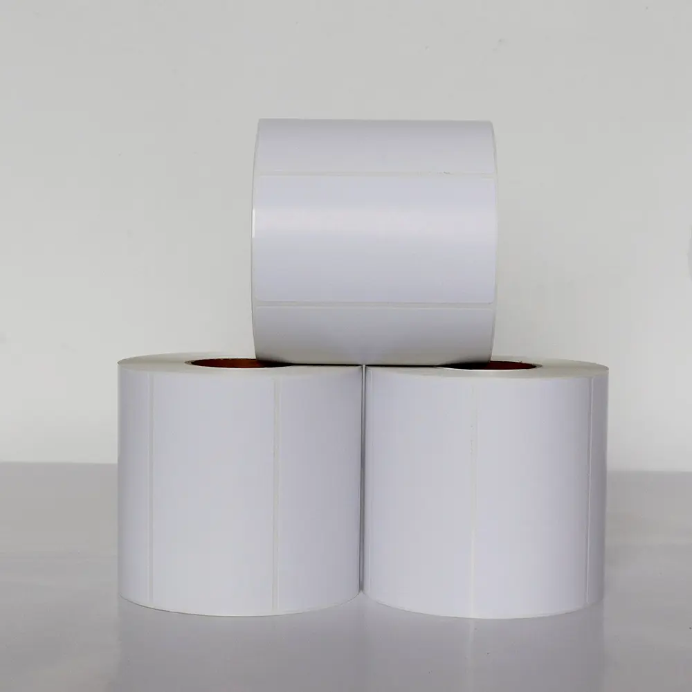Proveedor de papel de etiquetas térmicas Autoadhesivo en blanco Rollo de papel térmico directo Etiquetas de 100x150mm