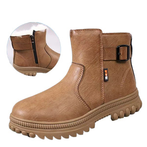 Botas de nieve para mujer, cálidas, con forro de lana, impermeables, antideslizantes, con suela gruesa, informales, a la moda, botines de color sólido - Product Image 3