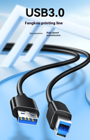 Câble d'imprimante USB 3.0, connecteur carré en cuivre pur, câble de données d'imprimante A/B, connexion informatique, câble d'impression USB