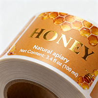 Étiquette personnalisée découpée sur mesure pour pot de miel, autocollant adhésif en feuille d'or avec abeille pour bouteille de miel pur, pour apiculture, marque de premier plan PT
